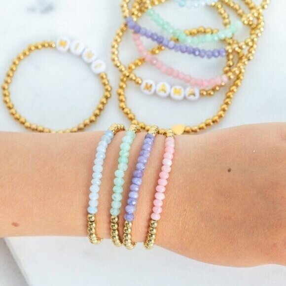 BUNDLE of 2 WATERPROOF Gold Stretch Bracelet Gemstone Pearl You Pick 2 Bracelets - Picture 11 of 17